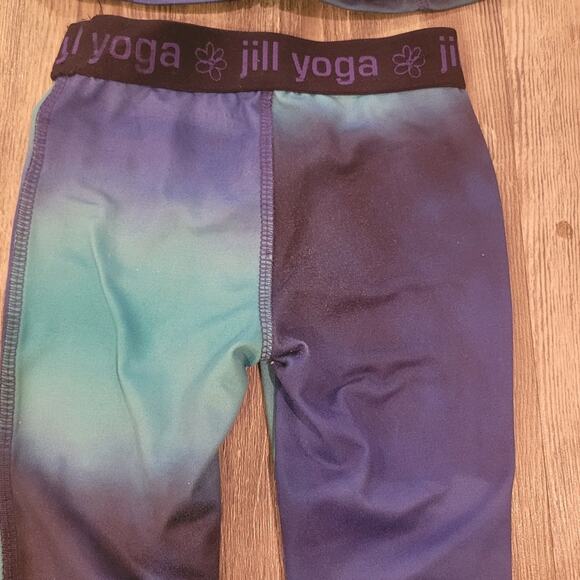 Jill Yoga Track Suit Outfit Blue Teal Ombre Jacket and Pants Set Full Zip - Picture 7 of 10